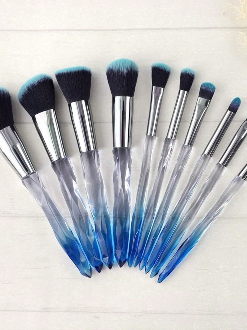 Makeup Brushes Set Crystal Handle - 10pcs Cosmetic Kabuki Brushes Foundation Con